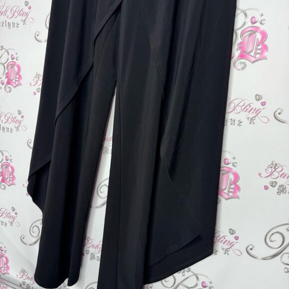 Joseph ribkoff pants flowy flare comfy stretchy black high low dual tiered flow - Picture 7 of 12